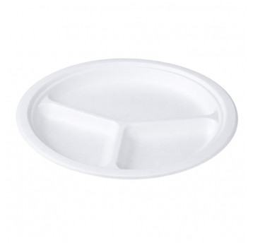 Talerze z trzciny cukrowej - trójdzielne - 26 cm - 50 szt.