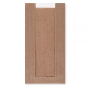 Torebki na pieczywo z okienkiem - fałdowe papierowe - brązowe - 35 x 16 x 7,5 cm - 1000 szt.