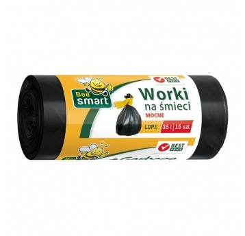 Worki na Śmieci ldpe Bee Smart 35 l - czarne- 15 szt.